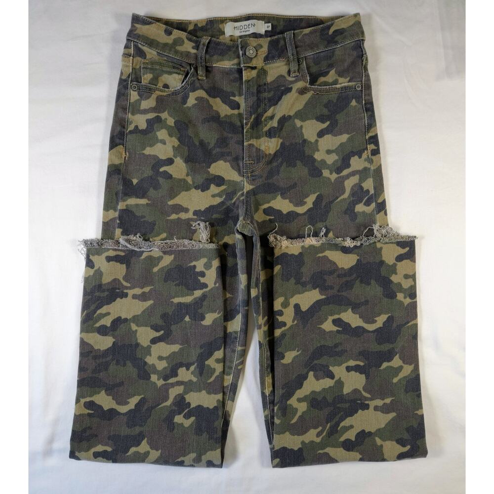 Hidden Los Angeles Alyx Low Slung Baggy Jeans Camo Size 27 Raw Hem - Picture 2 of 12